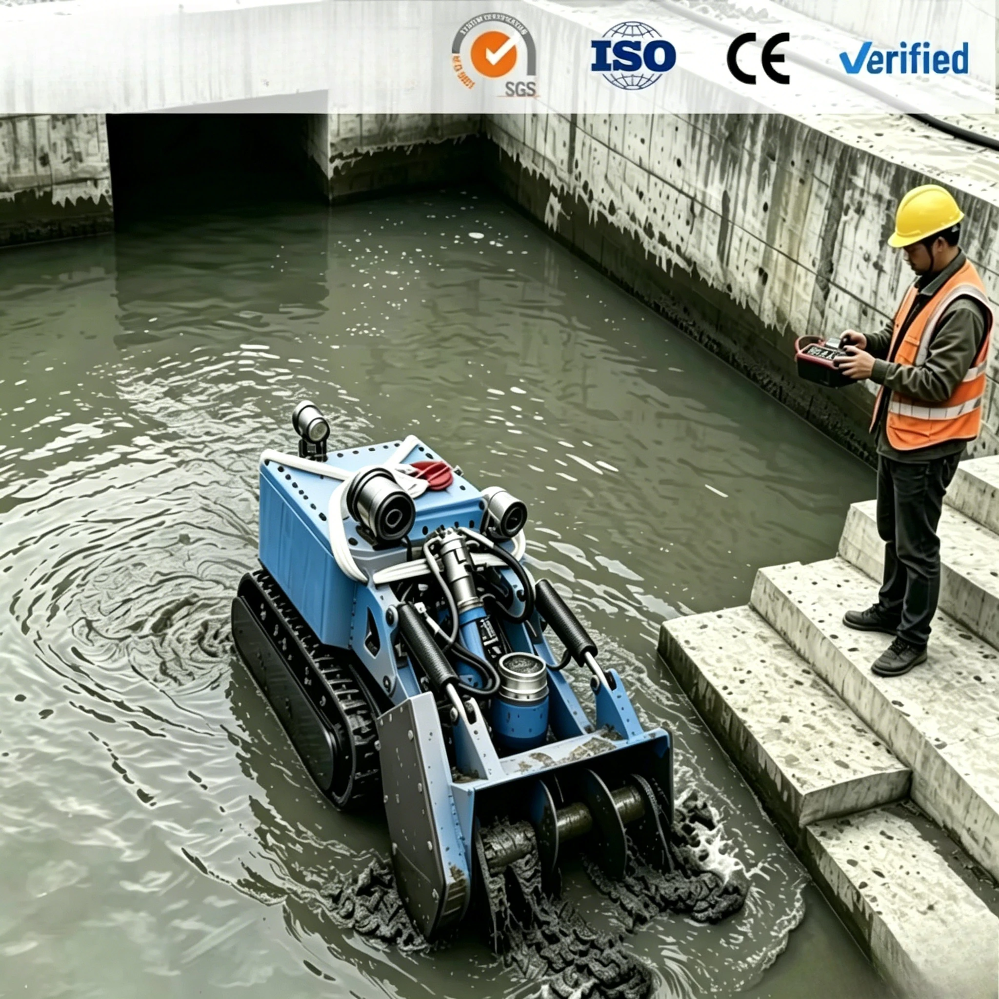 Heavy Duty Remote Control Tracked Lake and Pond  Dredging Robot Machine for Efficient River Silt Removal Customized