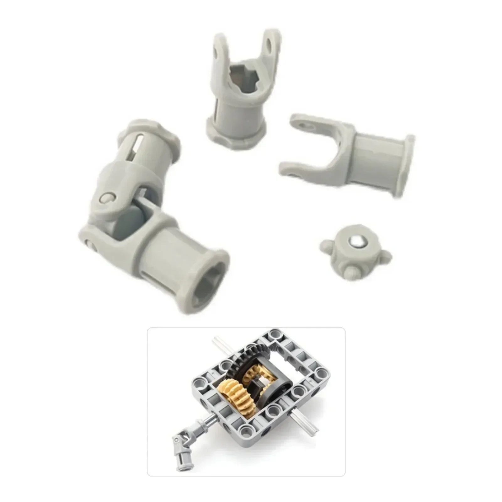 10PCS MOC Light Grey Universal Joint 3L Connector Coupler Shaft Building Blocks 61903 62520c01 for Suspension Drive Differential