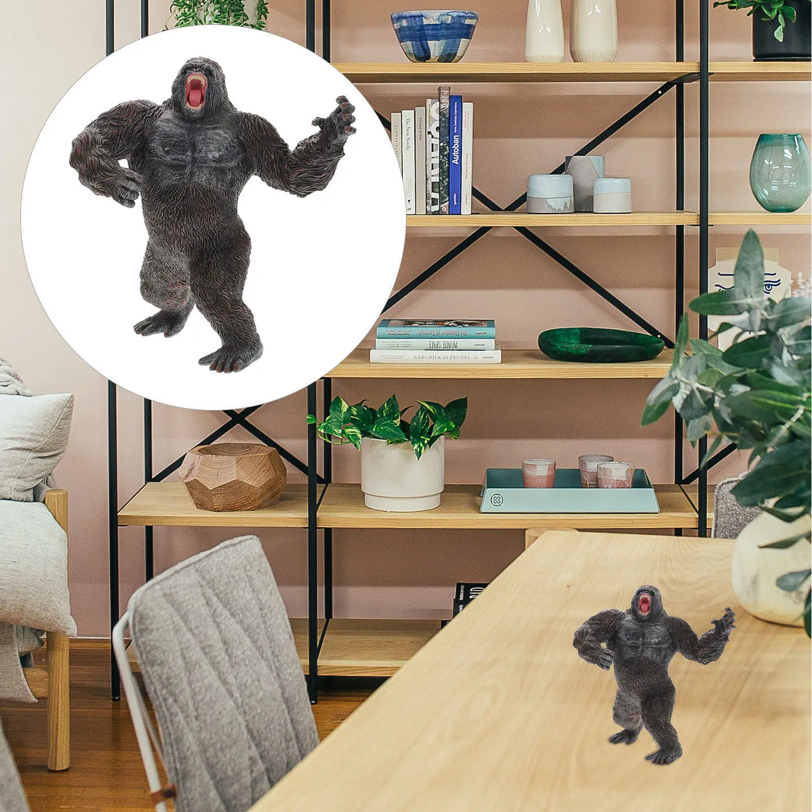 

Premium Hard Plastic Chimpanzee Decoration Lifelike Wildlife Animal Figure for Kids Educational Cognitive Play Home Party
