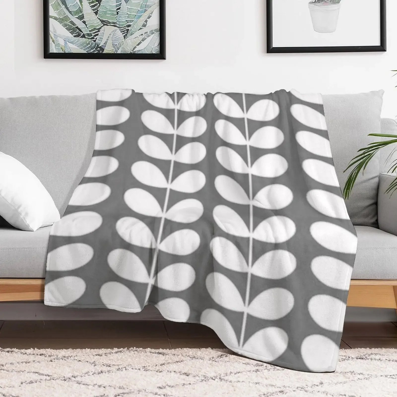 orla kiely multi stem ,grey, white, kiely pattern, orla kiely floral Throw Blanket For Decorative Sofa Decorative Beds Blankets