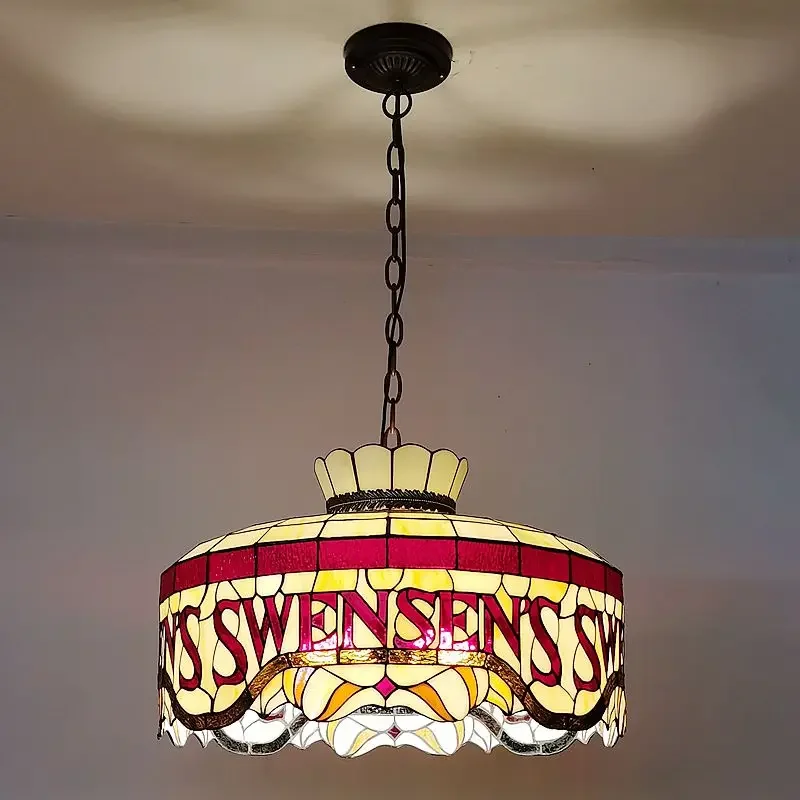 الأوروبي دليل لحام الزجاج الملون الثريا استدارة قلادة أضواء مطعم غرفة المعيشة فندق غرفة نوم LED مصابيح معلقة #2