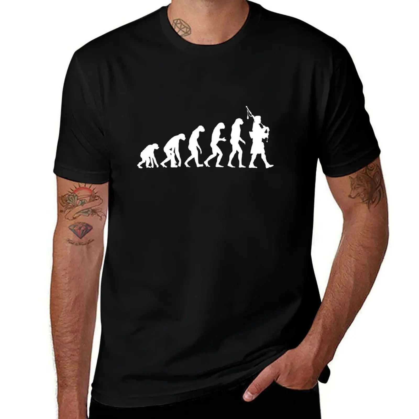 T-shirt à manches courtes Evolution of Piper Bagpipes Edinburgh, Écosse, grande taille