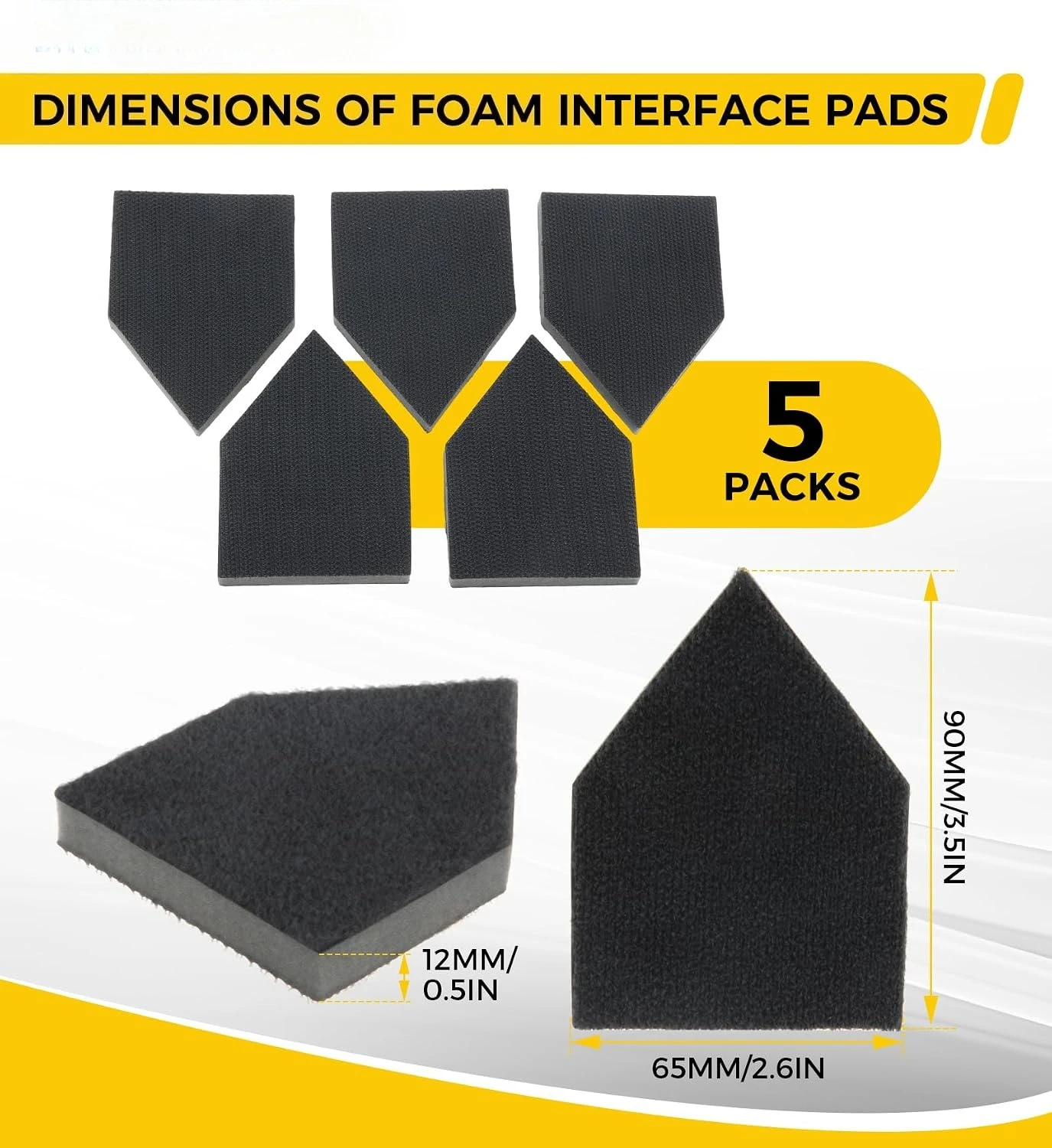 5pcs 90x65 Mm Foam Interface Pads Fit for M12 Detail Sander Hook & Loop Sponge Cushion Buffer Backing Pad Furniture Woodworking