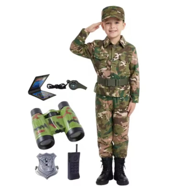Children camouflage set summer long sleeved frog suit summer camp training elementary school kindergarten military training suit