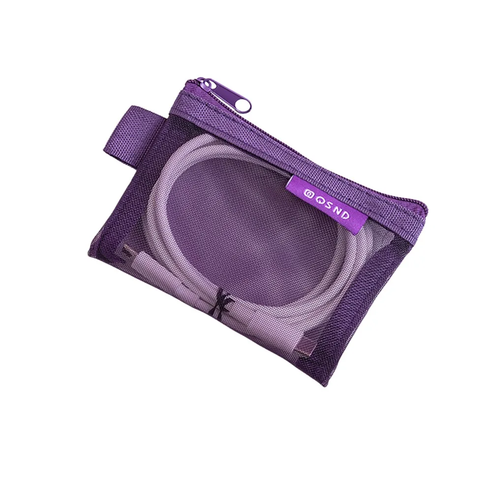 Durable Nylon Transparent Storage Bag Breathable Lightweight Mesh Storage Pouch Square Cosmetic Bag Office Organization