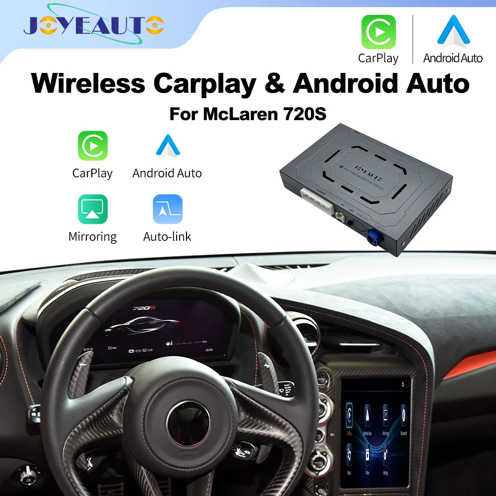 Joyeauto Wireless CarPlay Android Auto Retrofit Interface for McLaren 720S/765LT Mirror-Link USB Flash Play Support OEM Mic Cam