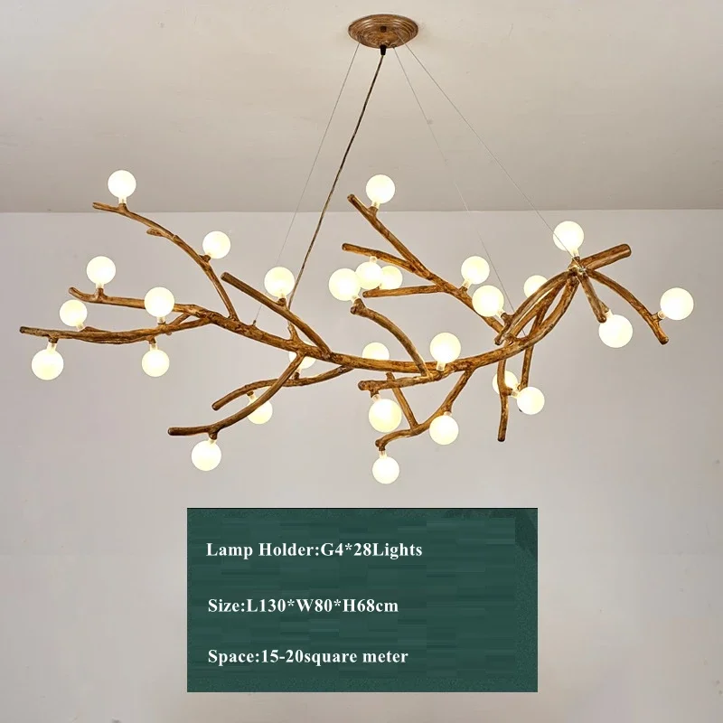 MZISOSOD Vintage Ast Harz LED Kronleuchter 5