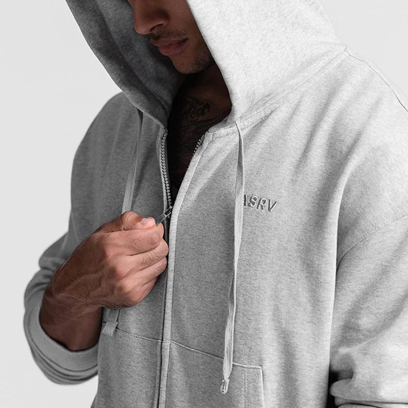 Gyms Men\'s Hoodies Sweatshirts Zipper Hooded Fitness Jacket Man Cotton Casual Pullover Hooded Hoodie Sweatshirt For Male