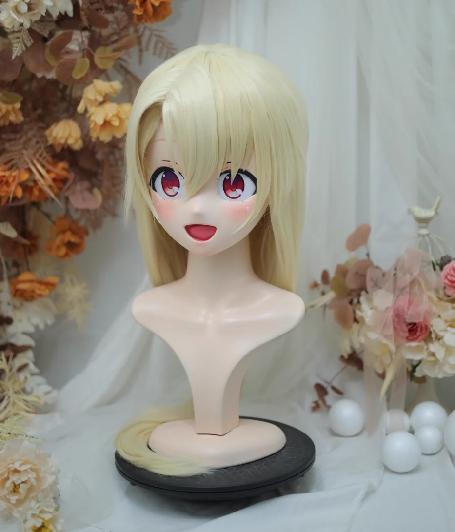 (NFD38--17) Aanpassen Volledig Hoofd Met Slot Mooie Vrouwelijke/Meisje Japanse Animego Karakter Kig Cosplay Kigurumi Masker Crossdress Pop