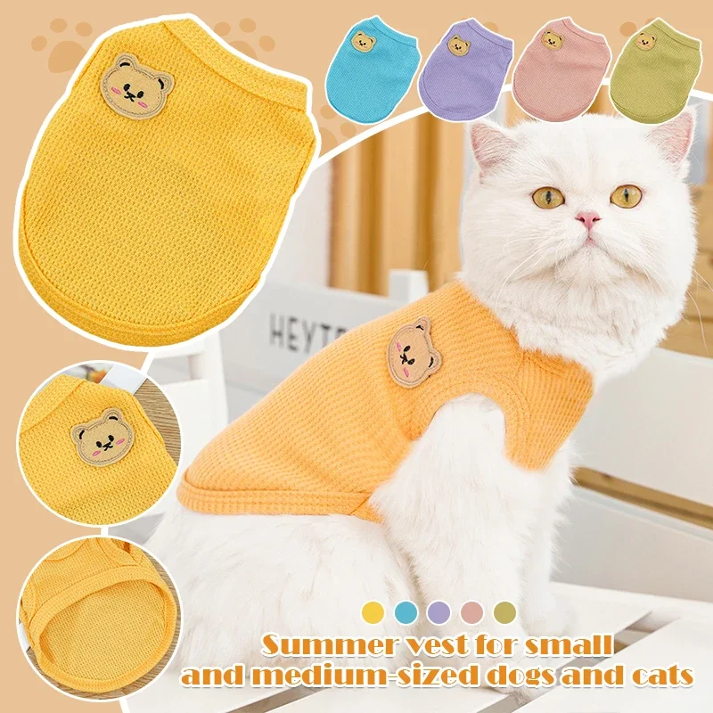 

Cute Dog Vest Pet Cat Breathable Clothing Polyester Fabric In Four Colours Comfortable Sweatproof Easy To Clean Fun To Watch