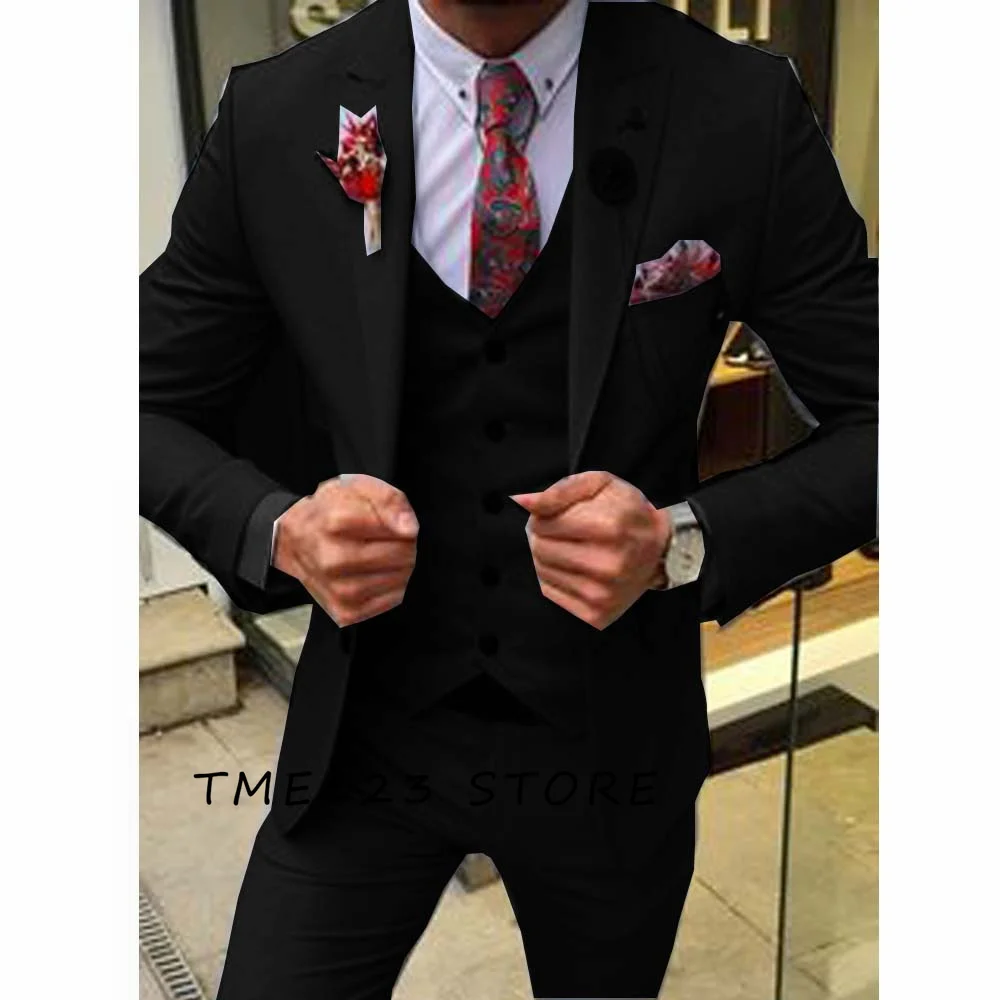 Party Costume Men Solid Suits for Wedding 202 3 Piece Suit Man Luxury Clothing Pants Sets Groom Dress Mens Formal Wear Elegant