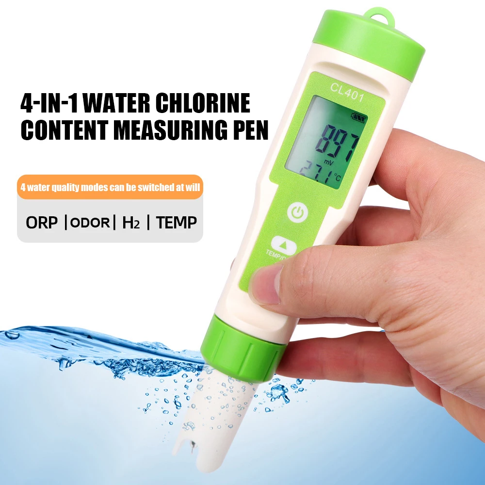 Penna per test del cloro penna per la misurazione del contenuto di cloro d\'acqua 4 in 1 strumento per la misurazione del cloro della piscina acqua