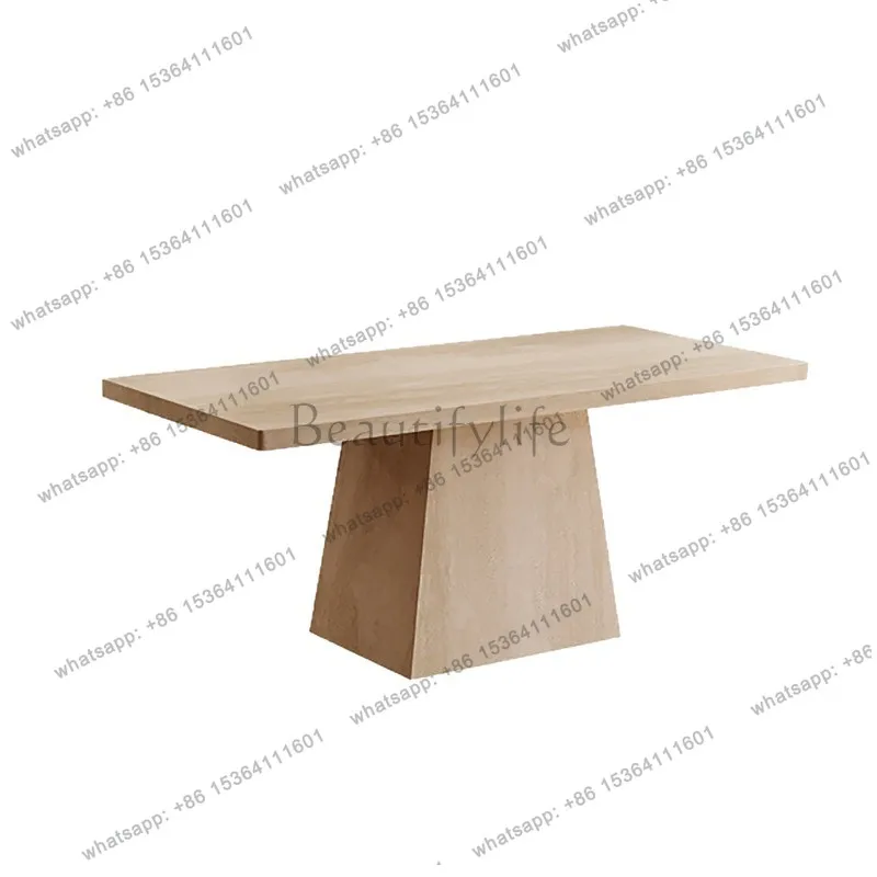 French Roman travertine rock slab dining table Modern simple medium and antique rectangular dining table