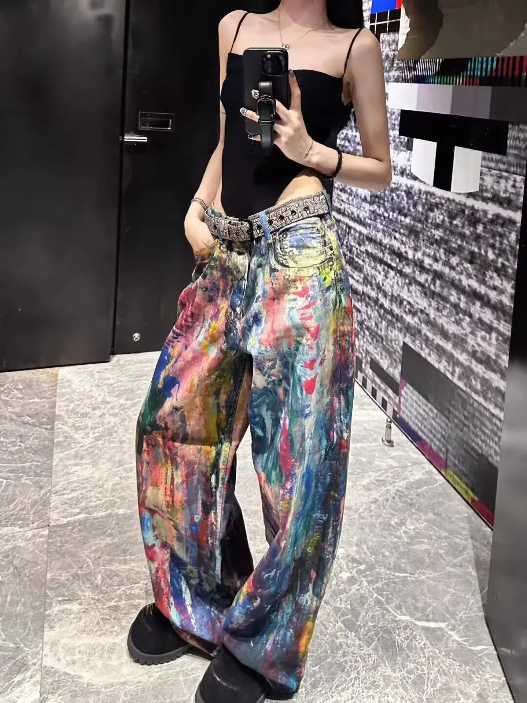 

Y2k Jeans New Harajuku Hip Hop Camouflage Retro Oversize Denim Pants Fashion Women Clothing Straight Leg Wide Leg Jeans Trousers
