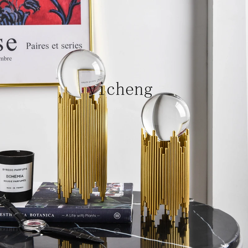 ZK Nordic Light Luxury Style Crystal Ball Creative Home Decoration Office Living Room Entrance Desktop Wine Cabinet Ornament
