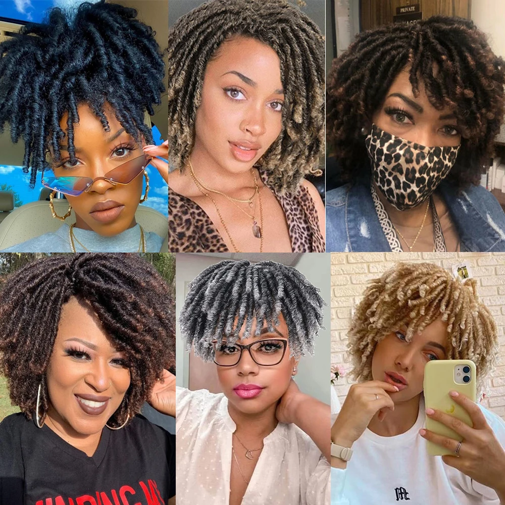 6 Inch Dreadlock Hair Topper Synthetic Locs Braided Half Wig Short Dreadlocs Hair Toupee Afro Wigs For Black Women and Men