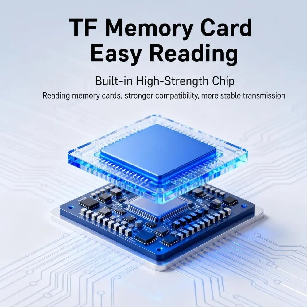 2-in-1 Type-C Card Reader USB 3.2 10Gbps TF Card Reader Hot Swappable Plug and Play for Micro SD Reader Laptop Computers