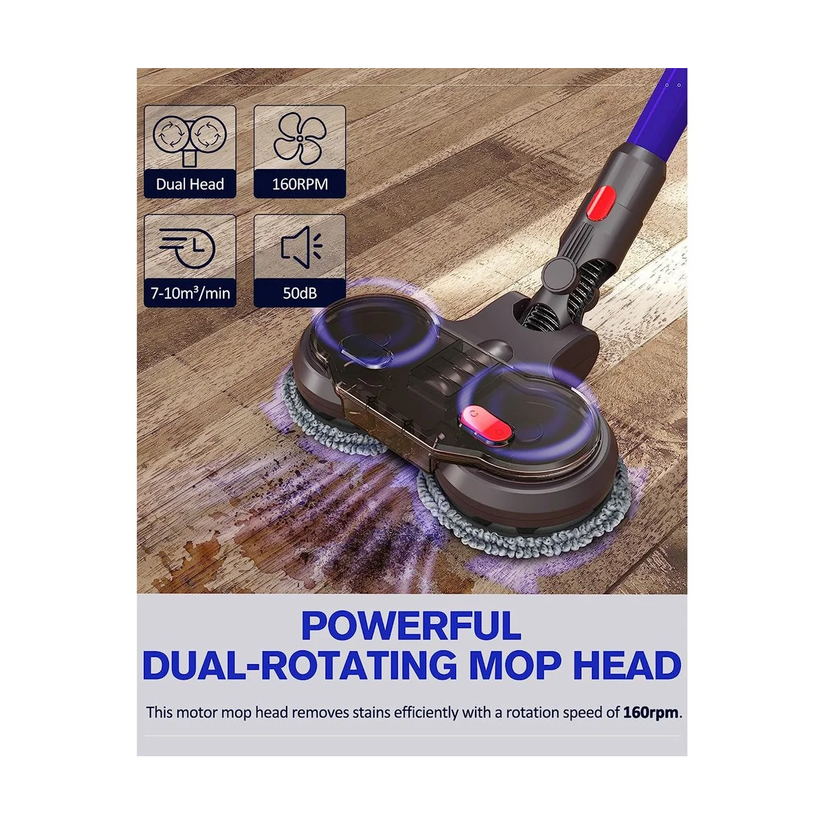 Electric Dry Wet Mopping Head for Dyson V15 V8 V7 V10 V11 Vacuum Cleaner, with Removable Water Tank, 6 Mop Cloths