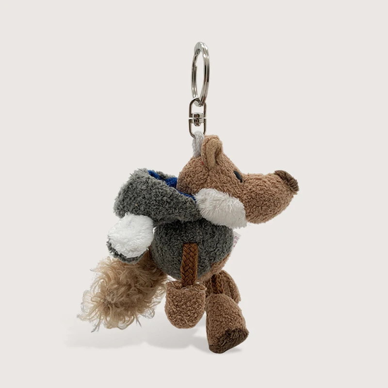 10cm Cute Fluffy Fur Wolf Keychain Mini Plush Doll Schoolbag Charm Mini Pendant Keychain Plush Bag Charm Children's Toys Gifts