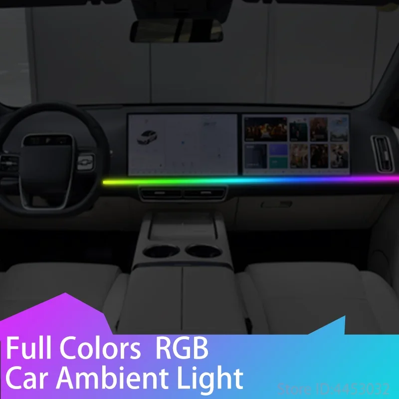 For Lixiang L6 L7 L8 L9 MEGA ONE Car LED Ambient Light Dashboard Lights RGB Hidden Lamp 64 colors USB App Remote Control 1.1m