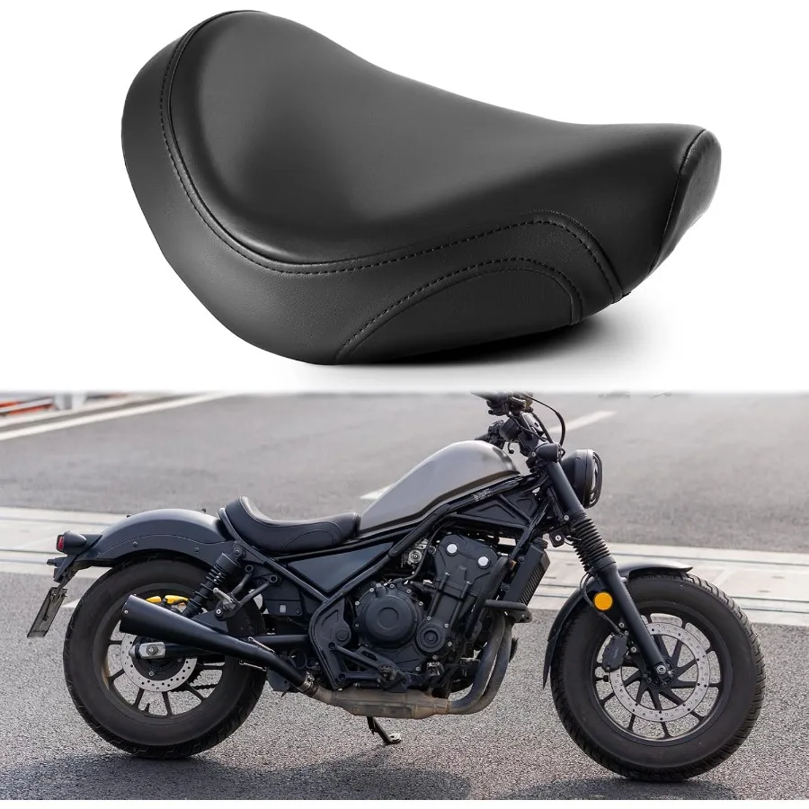 Motorcycle Solo Seat Front Rider Seat Silicone Cushion Compatible with Rebel 300 Rebel 500 CMX300 500 20172025 Black