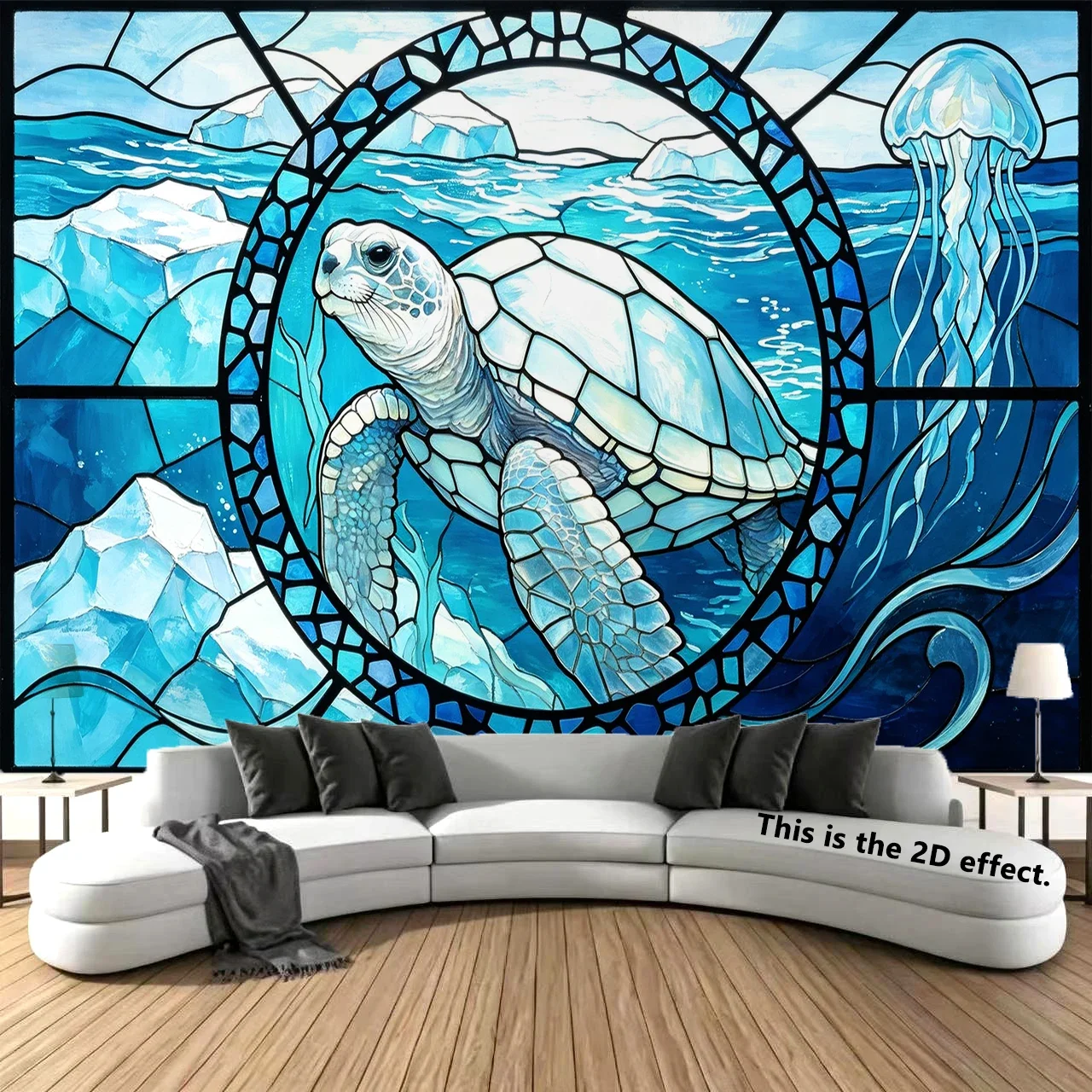 Stained Glass Sea Turtle Background Cloth Hanging Cloth Bedroom Bedside Decorative Wall Cloth Dormitory Tapestry