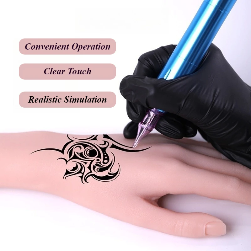 Tattoo Silicone Practice Hand Fake Skin Tattoo Practice Tool Art Makeup Hands Mannequin Model Portable Man Tattoos Supplies
