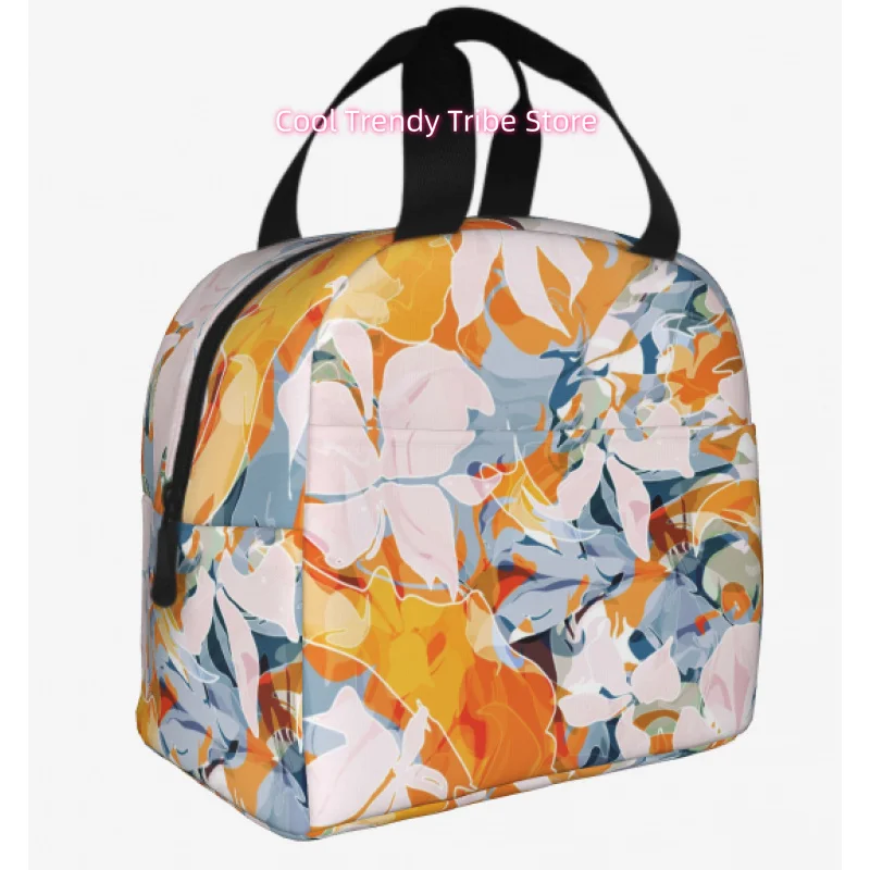 Insulated Lunch Bag with Abstract Floral Design