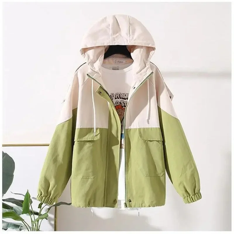 

Windbreaker Spring Autumn Hooded Coat New Mid-Length Fashion Trench Coat Temperament Elegant Jacket Top Women Outwear C165