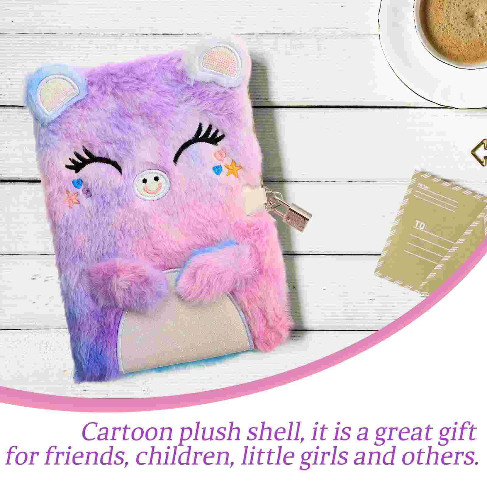 Notebook with Lock Plush Secret Diary Girl The Notebooks Cartoon Notepad Adorable Writing Girls Fluffy Cover