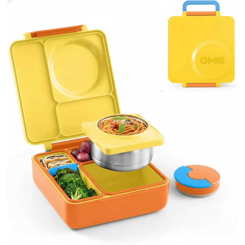 

Insulated Kids Lunch Box with Leak Proof Vacuum Food Jar - 3 Compartments, Dual Temperature Zones for Hot & Cold Meals
