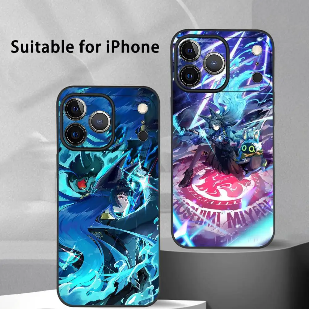 PIKPAKA Hoshimi Miyabi ZZZ Funda de teléfono para IPhone 17 16 15 14 13 12 11 Pro Max Plus Mini Funda suave esmerilada negra