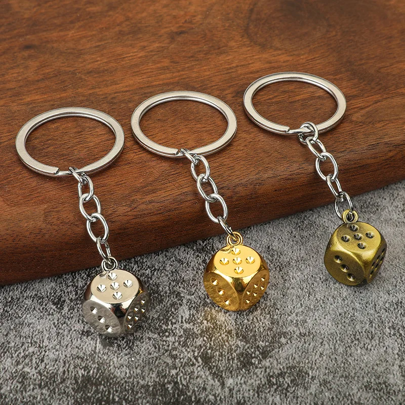 Zinc Alloy Poker Dice Mahjong Chip Car Keychain for Gambling Theme Accessories for Casino Games for Lucky Money Wins for Auto