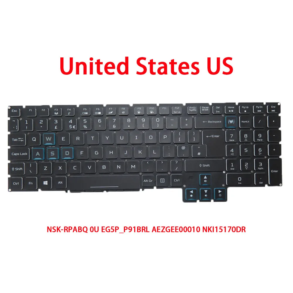 

Клавиатура с подсветкой для NSK-RPABQ 0U EG5P_P91BRL AEZGEE00010 20 NKI15170DR NSK-RPCBQ 0U EG05P_P93B3L NKI15170GK США