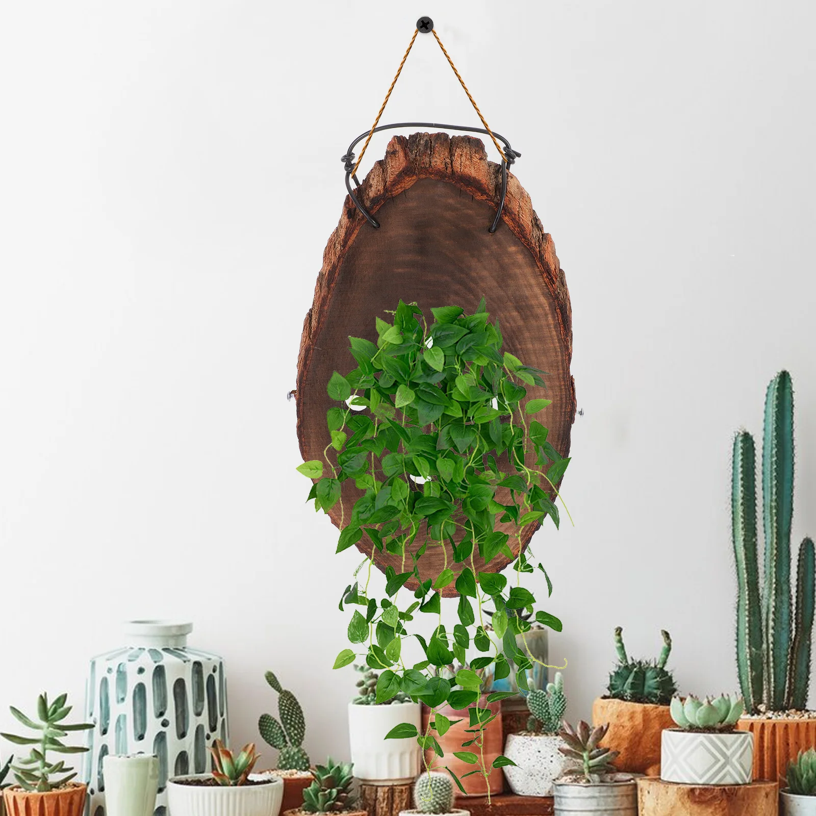 

Solid Wood Planting Board Ferns Orchids Hanging Wall Planter Durable Carbonized Mounting Board Indoor Decor Plants Cage Stand