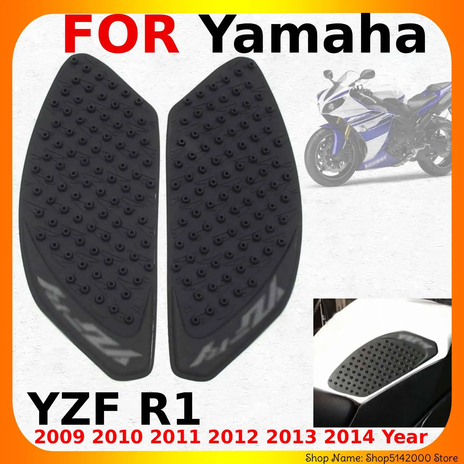 Protetor Lateral de Tanque de Combustível para Motocicleta Yamaha YZF R1 Anos 2009 2010 2012 2013 2014 Adesivos Antiderrapantes de Tração
