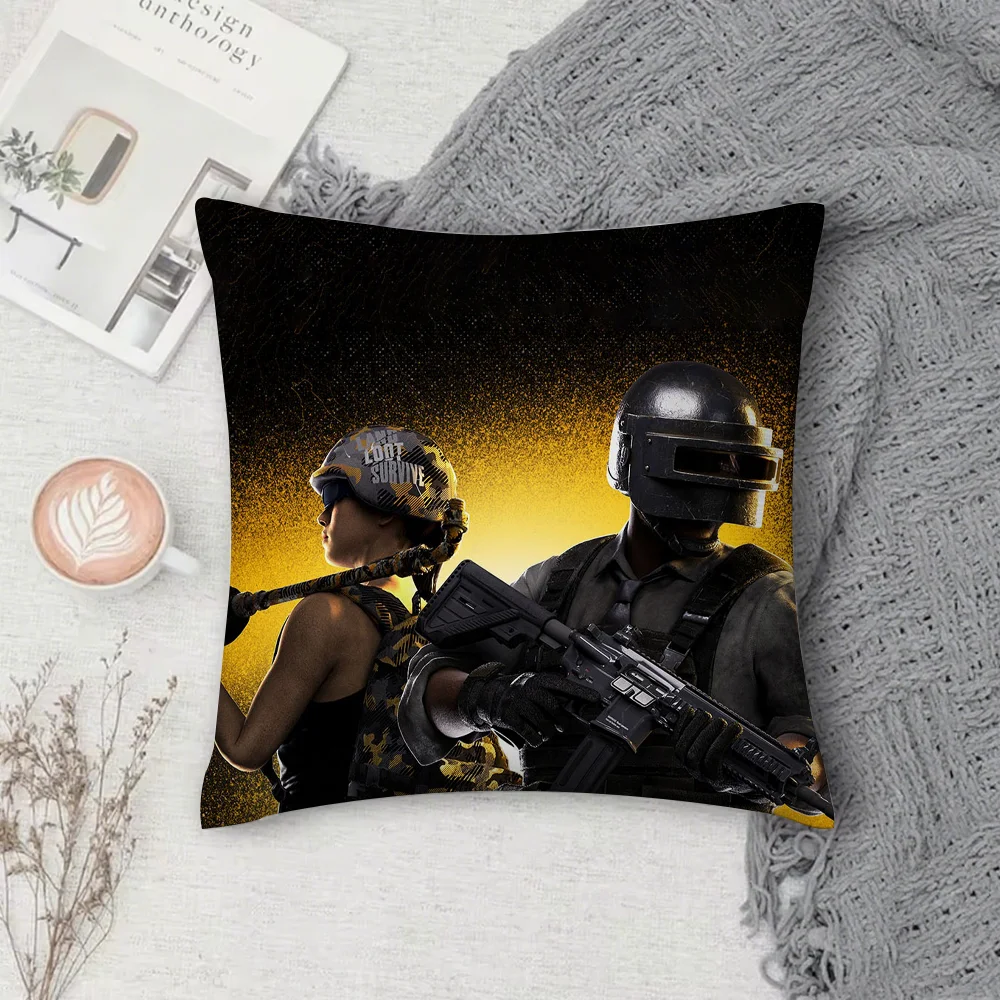 Game P-PUBG B-BATTLEGROUNDS Pillow Case Square Double-Sided Printing Short Plush Sofa Cushion Cover Bedroom Bedside Pillow