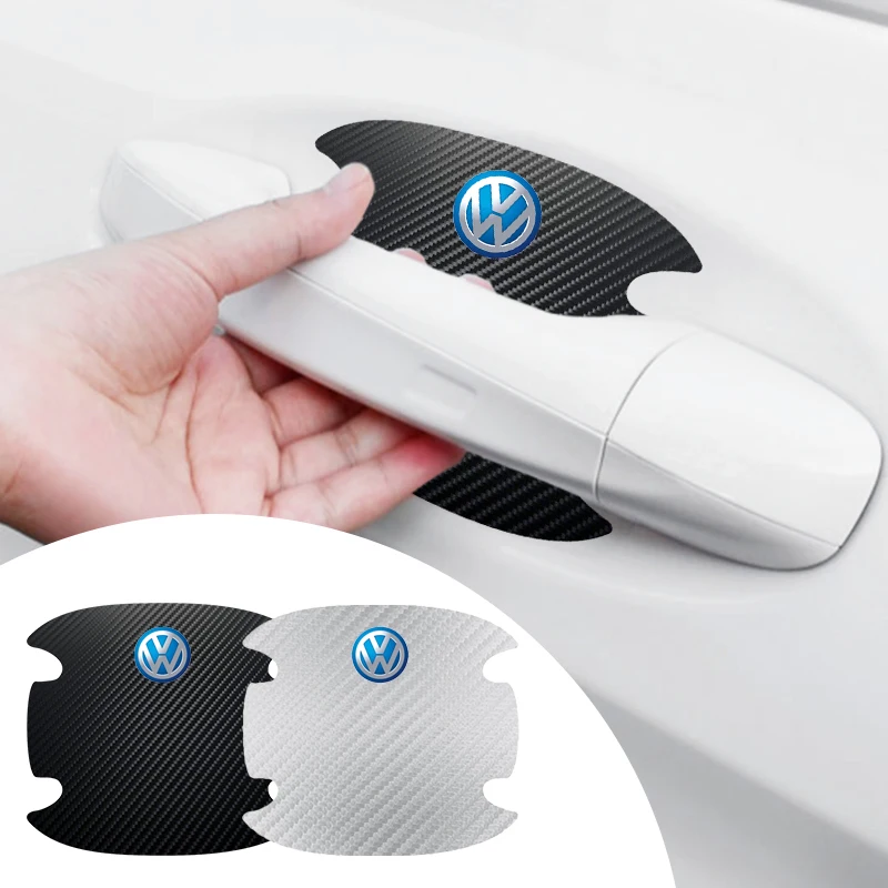 4PCS Car Door Handle Bowl Scratch Protector Carbon Fiber Stickers For Volkswagen MK6 MK5 MK4 MK7 Golf-4 5 6 7 Passat Ibiza
