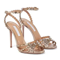 Rhinestone Stiletto Heel Sandals Clear PVC High Heels Crystal Ball Open Toes Women's Luxury Designer Fashion Style Heeled Shoes 105mm no Box 3