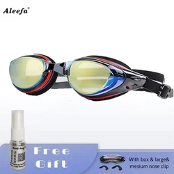 Adult and Kids Swimming Myopia Goggles Glasses with Repacable Bride,Anti-fog,Nose clip