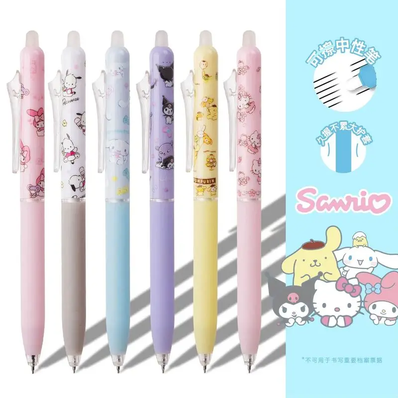 Sanrio Hot Erasable Unisex Pen Student Cartoon Can Erase The Click Pen 0.5mm Black Blue Erasable Pen Study Office Signature Pen