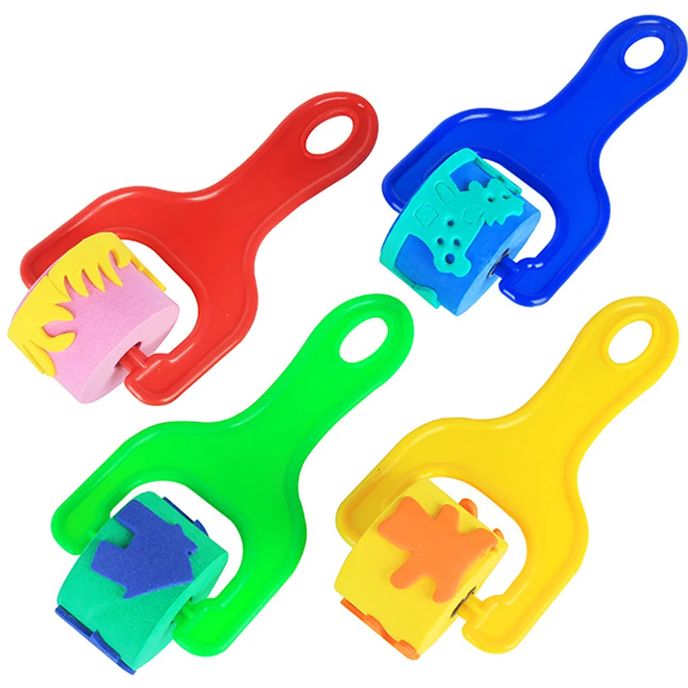 

4 Pcs Painting Sponge Brush Daubers Kids Paintbrushes for Sponges Stamper Roller Drawing Supplies