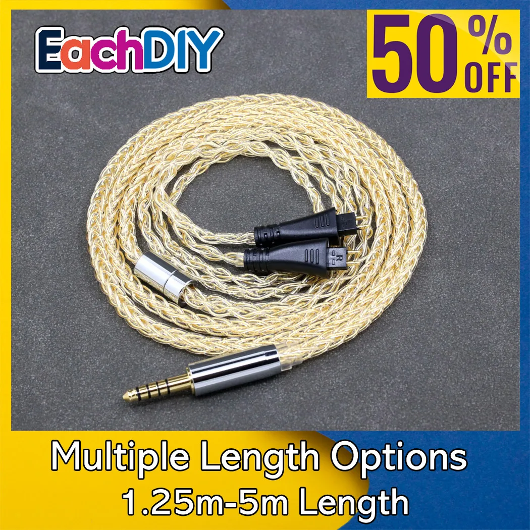 8 Core 99% 7n Pure Silver 24k Gold Plated Earphone Cable For FOSTEX TH900 TH1000RP TH1100RP TH-909 TR-X00 TH-600 MK2 LN008415