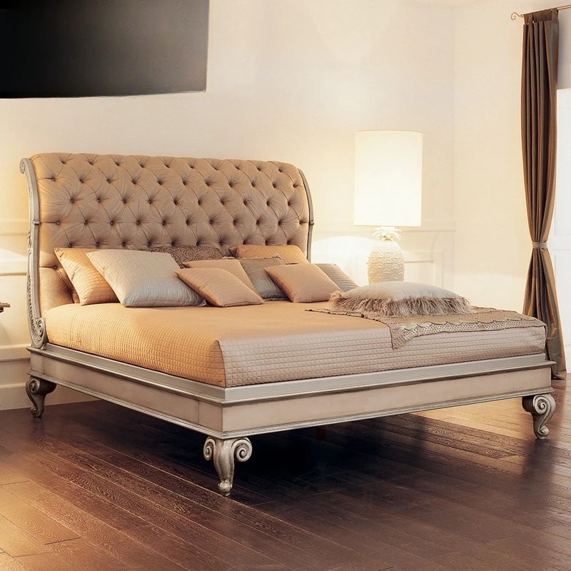European double bed master bedroom Italian birch simple European fabric soft bag 1.8 meters wedding bed princess bed furniture