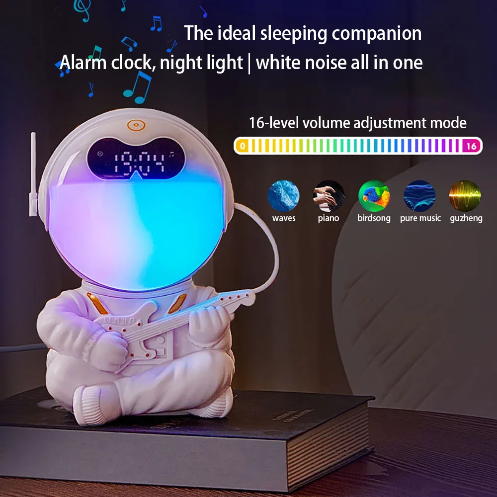 NEW Astronaut  LED Night Light Alarm Clock Wake-up Lamp Sleep Companion Music Atmosphere Light For Room Decoration Holiday Gifts