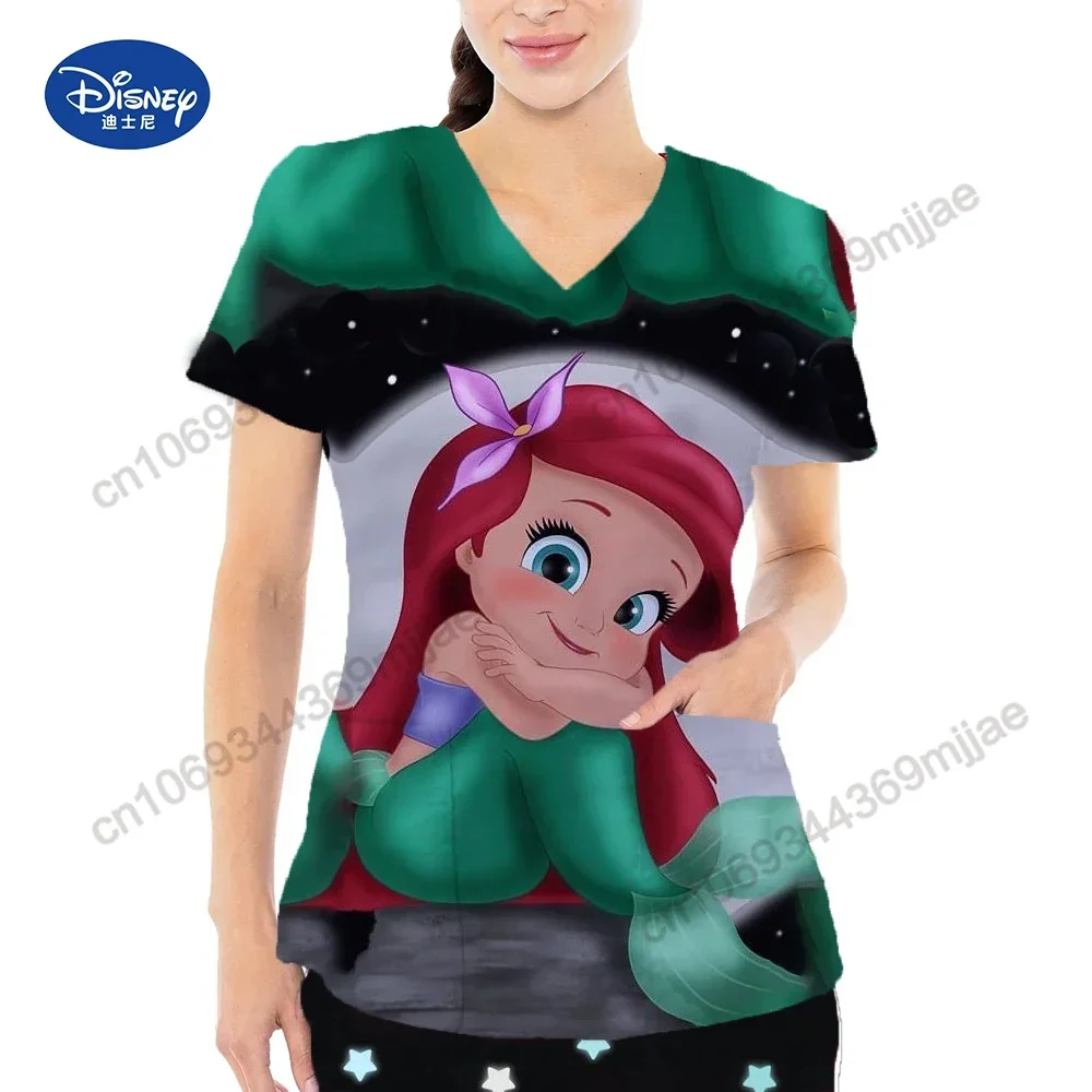 

Women's T Shirt for Women Clothes Cartoon V-neck Womans Clothing Pocket Women's Top With Short Sleeves Y2k Clothes 2025 T-shirt