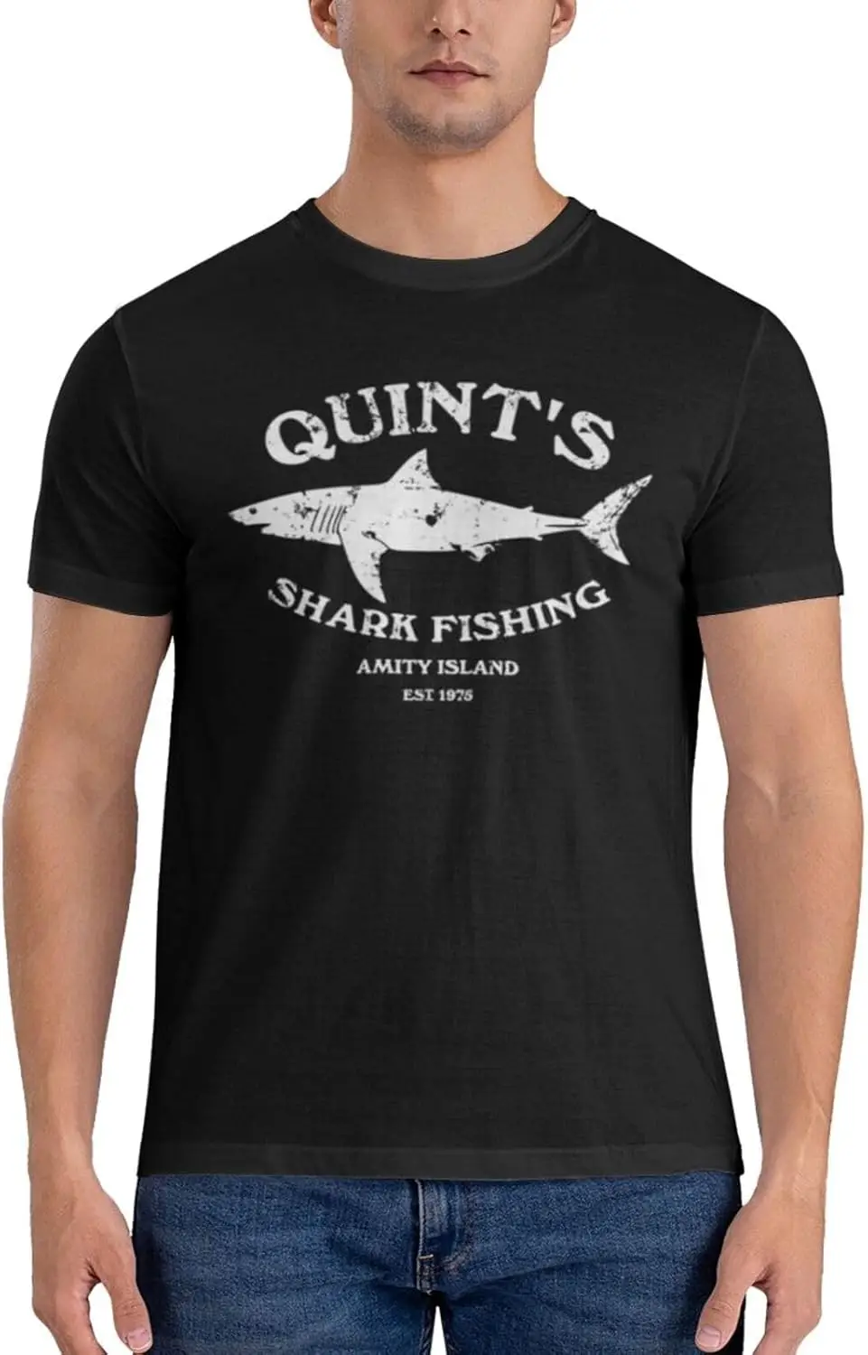 Quints Shark Fishing Jaws Men's t-Shirt, Cotton t-Shirt, Crew Neck t-Shirt