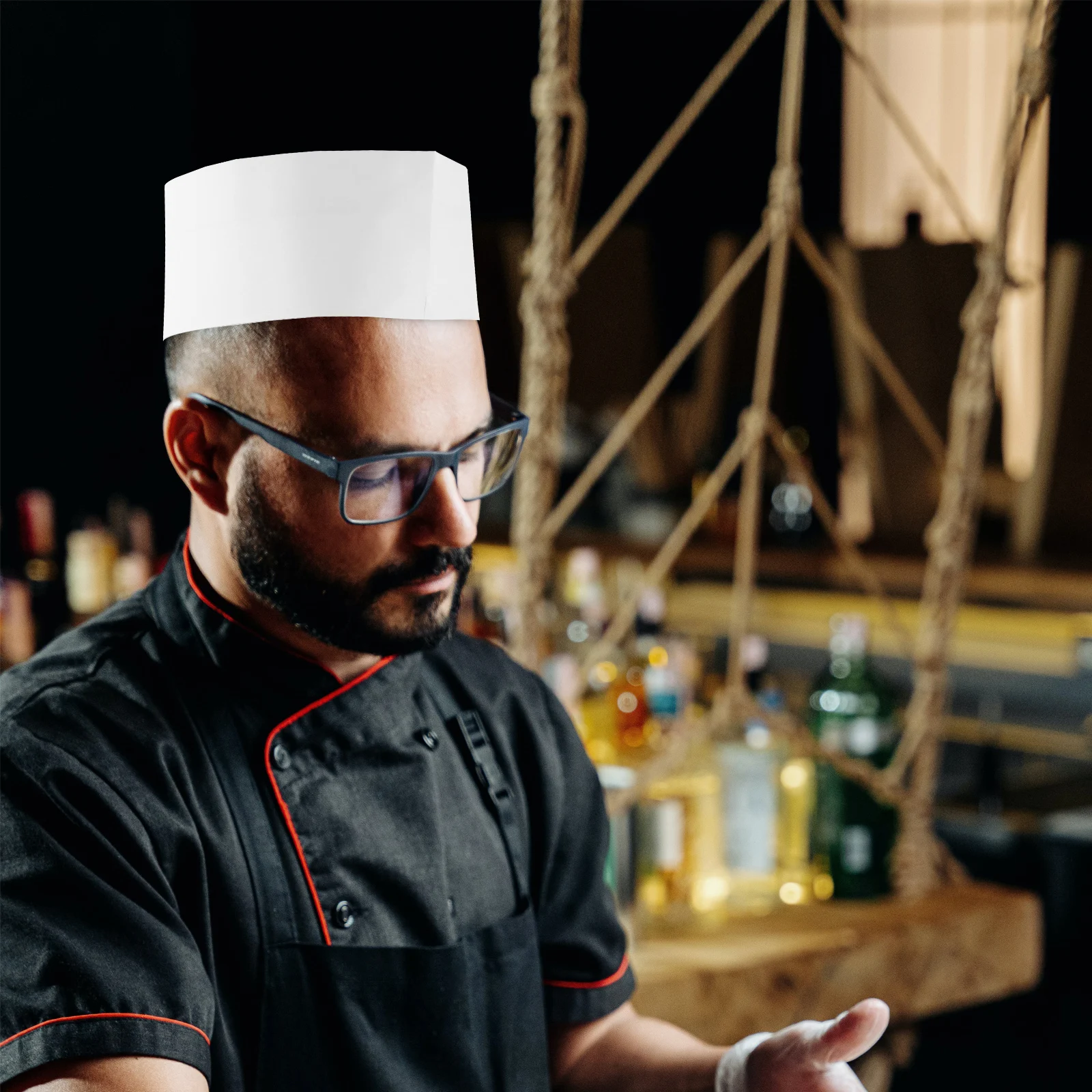 

20pcs Chef Hat Paper Disposable Cooking Caps For Restaurant Kitchen Bakery Food Service Hair Cap Safe Healthy Bbq Sushi Coffee