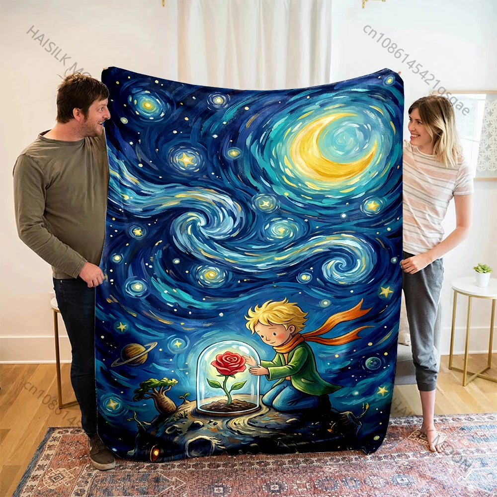 The Prince and The Rose Cartoon Printed Blanket Warm Soft and Comfortable Home Travel Blanket Sofa Bedding Cover Blanket Gift
