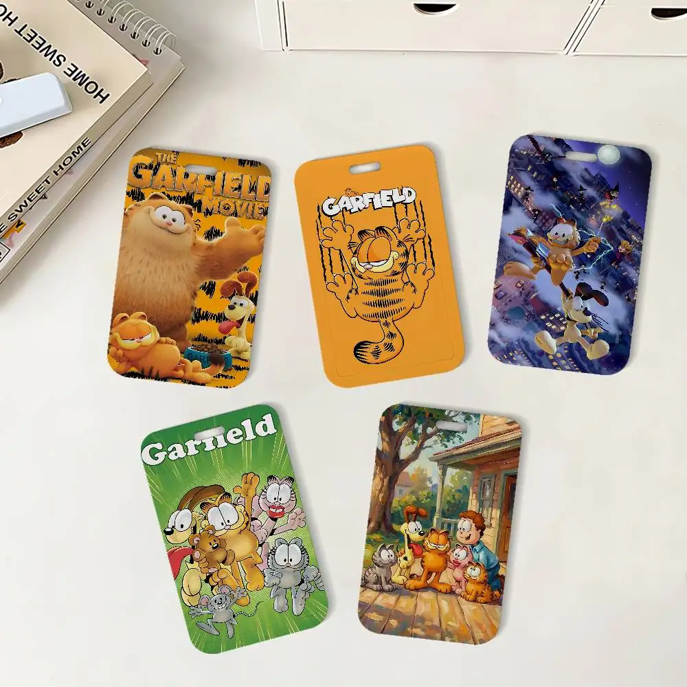 Cartoon G-Garfields Cute ID Badge Holder With Lanyard Neck Strap For Office School Name Card Credentials Case